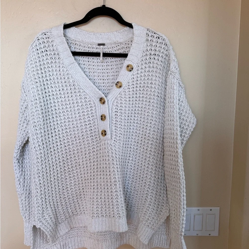 Free People White Knit Cardigan Sweater